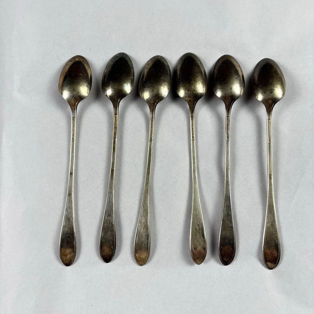 Vintage Wallingford Co No 29 Silverplate Teaspoons Set of 6 Monogram S 1900-1920